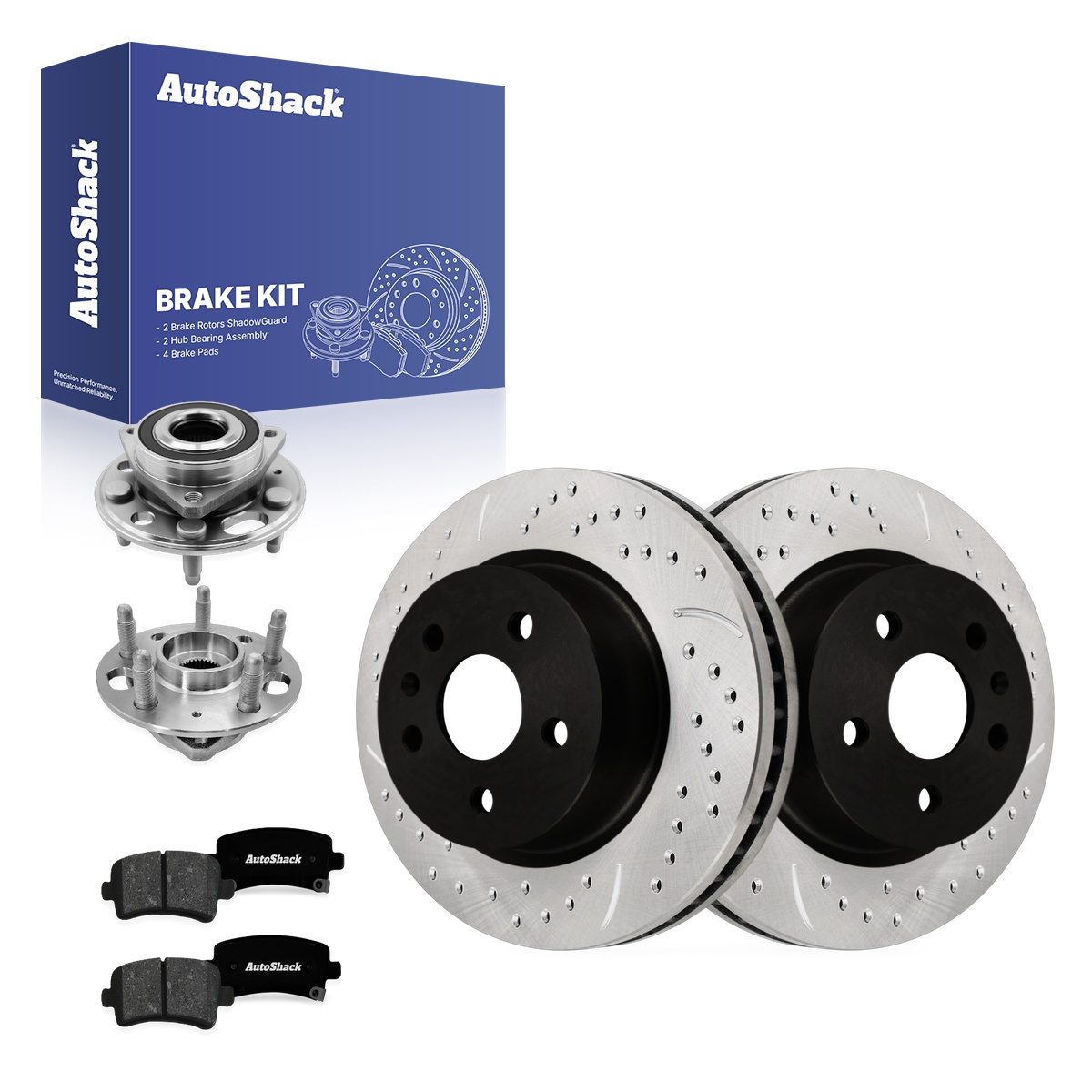 Autoshack Rear Drilled & Slotted Brake Rotors Ceramic Brake Pads | Replacement For Chevrolet Impala Malibu Limited Buick Lacrosse Regal Cadillac XTS