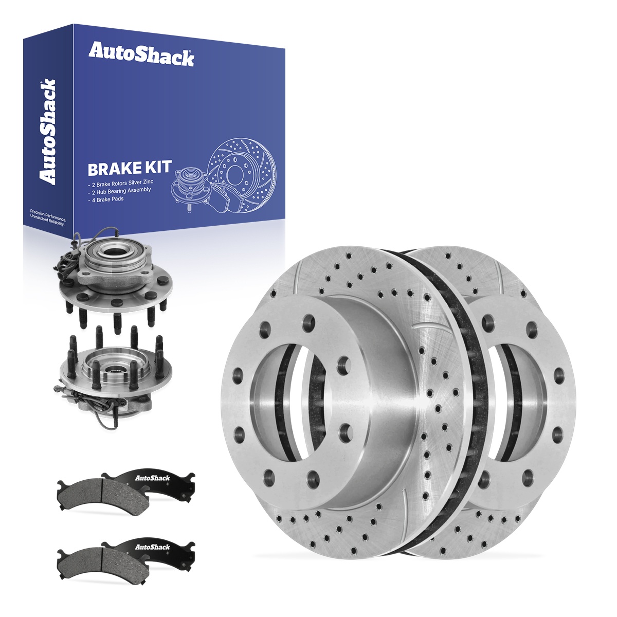 thumbnail image 2 of Front Drilled & Slotted Brake Rotors With Semi-Metallic Pads Kit 2 of 6