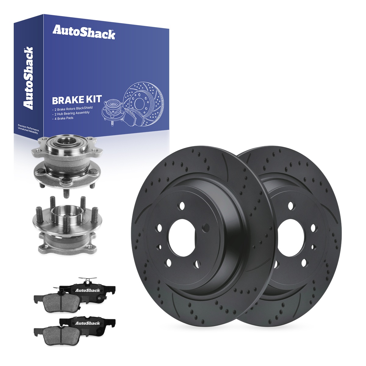 Rear Drilled & Slotted Brake Rotors Ceramic Brake Pads Calipers | Replacement for Lincoln MKC MKZ 2013-2017 Ford Fusion 2017-2019 Escape