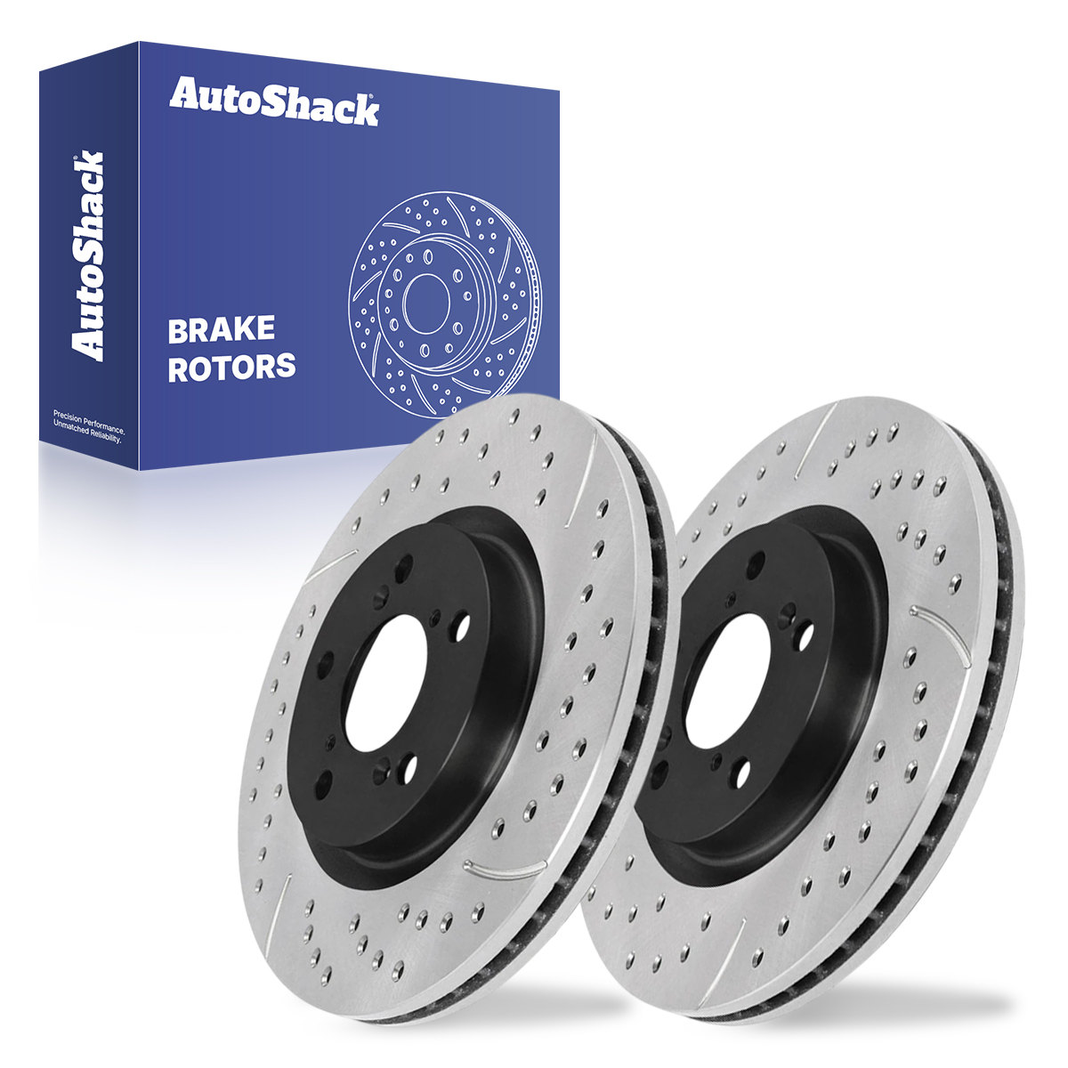 Front Drilled Slotted Brake Rotors Black Set of 2 Driver and
